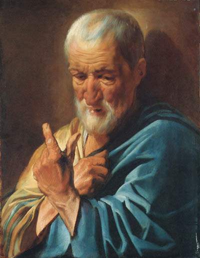Old man with a raised finger, possibly study for an apostle, 1623, Jacob Jordaens