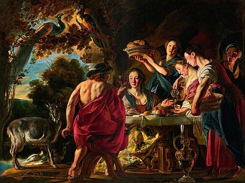Hermes entertained by Calypso, 1635, Jacob Jordaens