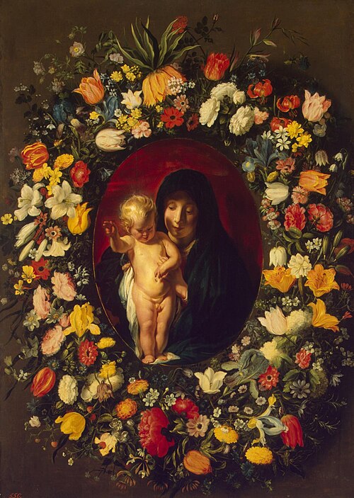 Madonna and Child in the Garland of Flowers, 1618, Jacob Jordaens
