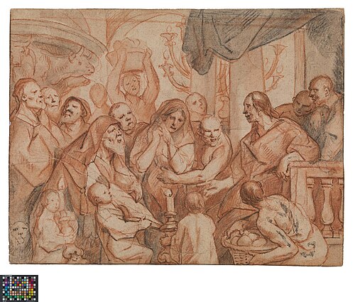 Christus en de overspelige vrouw, voorbereidende schets, keerzijde: De gevangenneming van Christus, 1660, Jacob Jordaens