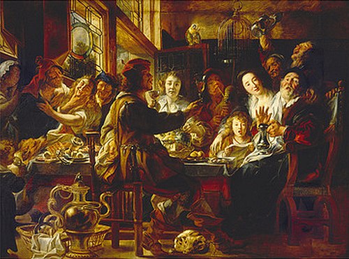 As the old sing so the young chirp, 1664, Jacob Jordaens