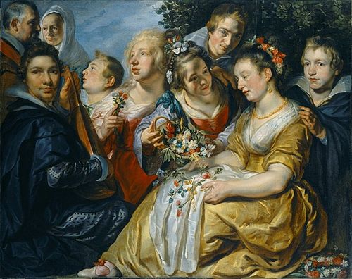 Family portrait with the artist , his wife Catharina van Noort (1595-1659) and Van Noort family memb, 1616, Jacob Jordaens