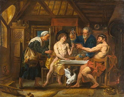 Jupiter and Mercury in the House of Philemon and Baucis, 1645, Jacob Jordaens