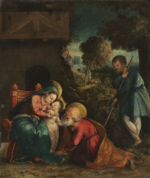 Holy Family with a Shepherd, 1522, Battista Dossi