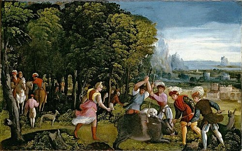 The Hunt of the Calydonian Boar, 1520, Battista Dossi
