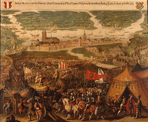 Het opbreken van het beleg van Dordrecht door Hertog Jan van Brabant in 1418, 1631, A. Otten van der Laen