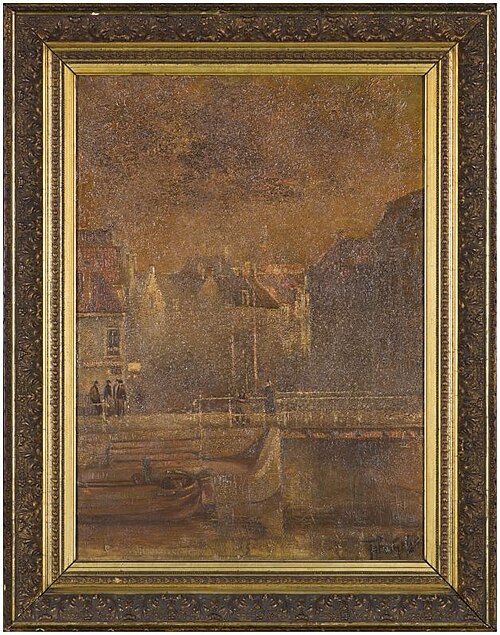 Gezicht op de Weaze te Leeuwarden, 1889, Hendrikus Fredericus de Grijs