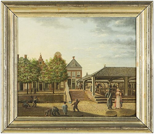 Gezicht op Korenmarkt te Leeuwarden, 1845, Isaac Reijnders