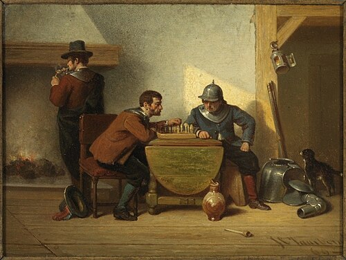 Schaakspelende krijgslieden, 1869, Joannes Christoffel Vaarberg