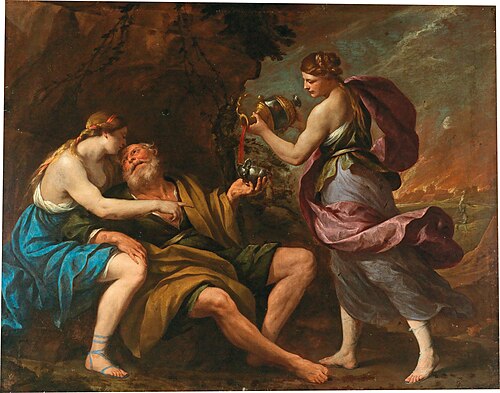 Lot and his daughters, 1670, Andrea Vaccaro