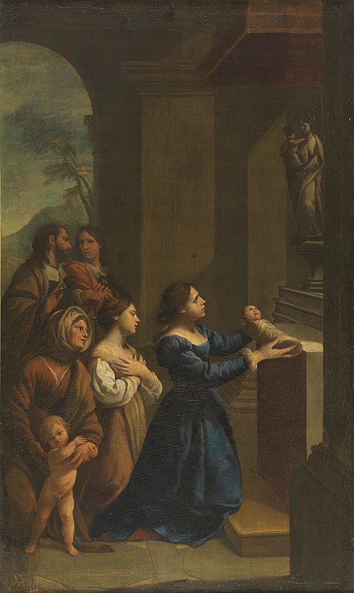 St Cajetan offered to the Virgin by his mother, 1601, Andrea Vaccaro