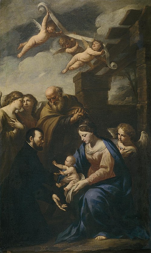 San Cayetano ante la Sagrada Familia, 1601, Andrea Vaccaro