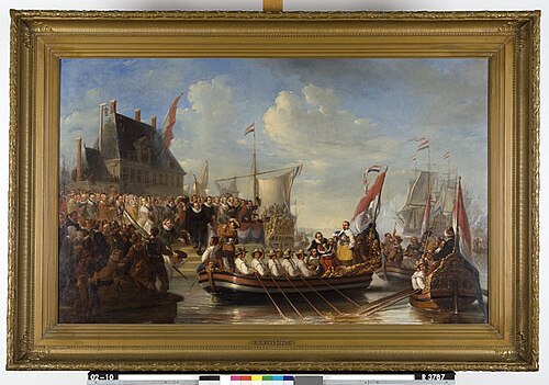 De aankomst van Piet Heyn in Amsterdam na zijn overwinning op de Spaanse Zilvervloot, 1846, Henricus Engelbertus Reijntjens