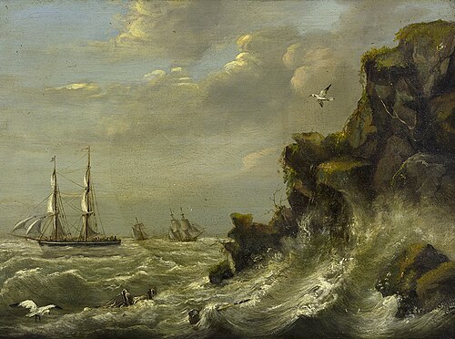 Zeegezicht met rotsachtige kust, 1850, Jan Ernst de Groot