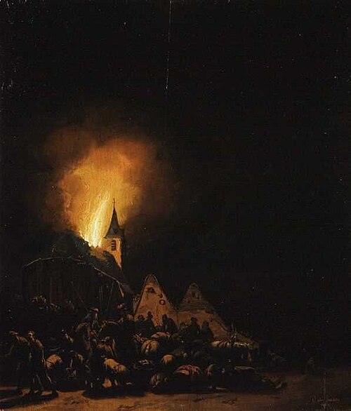 Village looting at night, 1662, Philip van Leeuwen
