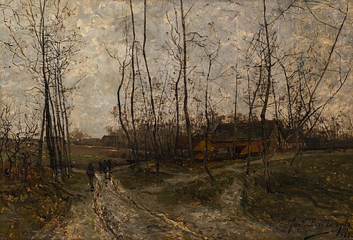 Landscape with hunters', 1880, Gustave den Duyts