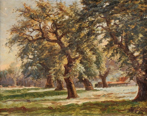 Sol da tarde - Azinheiras (Marinha Grande), 1921, José de Almeida e Silva