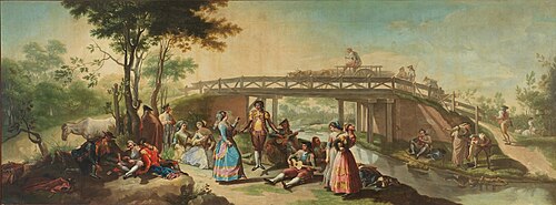 Un baile junto a un puente del canal del Manzanares, 1784, Ramón Bayeu