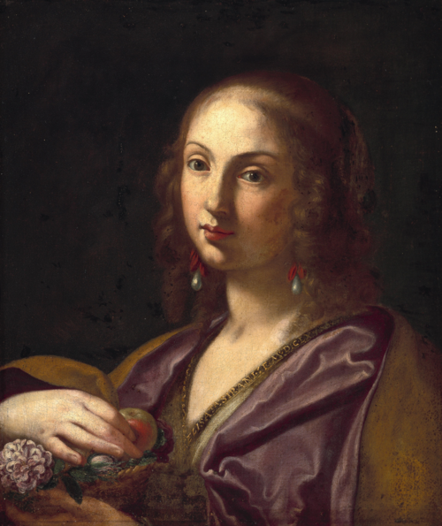 Portrait of Signora Ortensia Leoni Cordini as Saint Dorothy, 1660, Elisabetta Sirani
