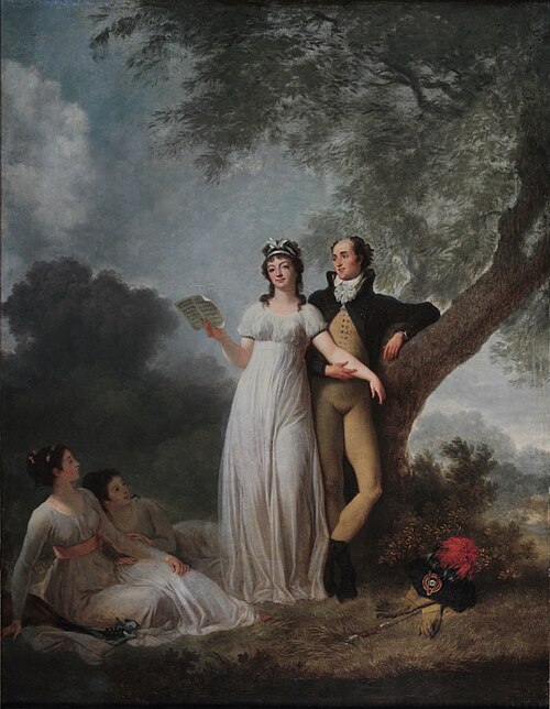 Quatre Personnages dont une femme chantant dans un parc, 1795, Marguerite Gérard