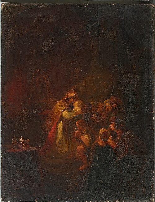 Jozef omhelst Benjamin (Terugkeer van de verloren zoon ?)., 1875, Johannes Jacobus Bertelman