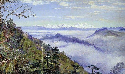 Mount Everest or Deodunga from Sundukpho, North India, 1878, Marianne North