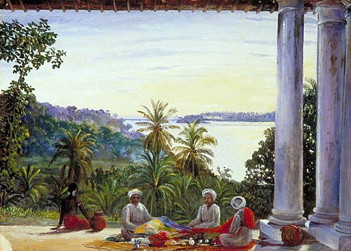 Bombay Pedlars in Mrs Cameron's Verandah, Kalutera, Ceylon, 1878, Marianne North