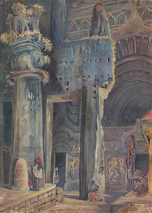 Entrance to the Cave of Karlee (Karli), Maharashtra, India, 1878, Marianne North