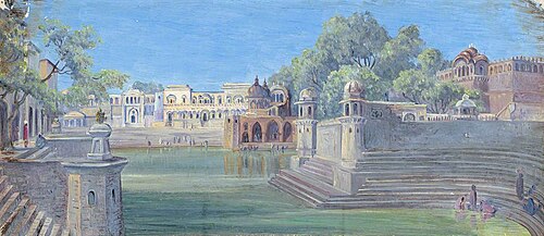 Great Tank at Govardhan, Delhi, India, 1878, Marianne North