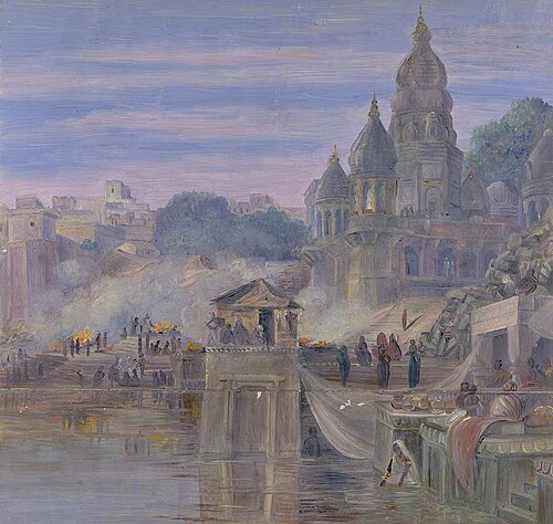 'The Burning Ghats. Benares. India. October 1878', 1878, Marianne North