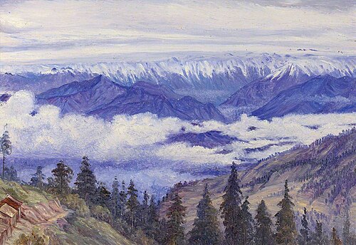 Mountains from Narkanda near Simla (Shimla), Himachal Pradesh, India, 1878, Marianne North