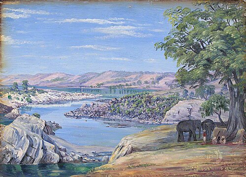 River above Marble Rocks, Jabalpur, Madhya Pradesh, India, 1878, Marianne North