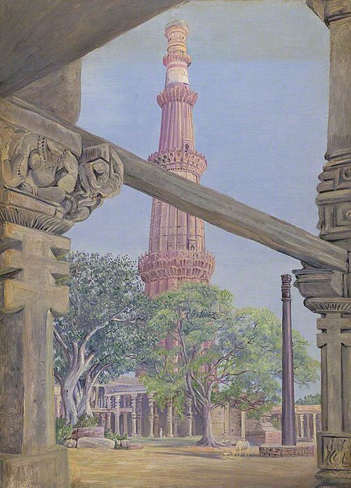 'The Kutub and Iron Pillar. Delhi. India. Novr. 1878', 1878, Marianne North