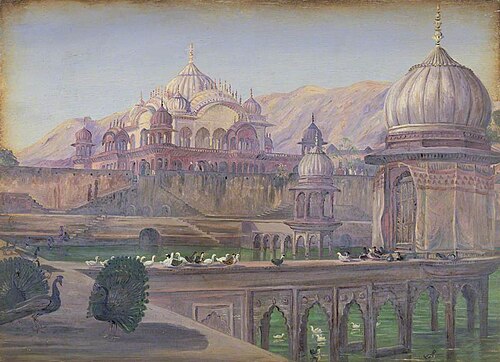 Tank and Tomb of Raja Bakhtawar, Alwar. 'Novr. 1878', 1878, Marianne North