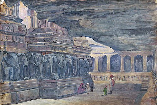 The Kylas (Kailasa), Ellora, Maharashtra, India, 1878, Marianne North