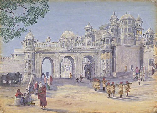 'Gate of the Palace. Oodipore. Janr. 1879', 1879, Marianne North