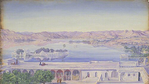 Jagniwas from the Palace, Udaipur. 'Janr. 1879', 1879, Marianne North