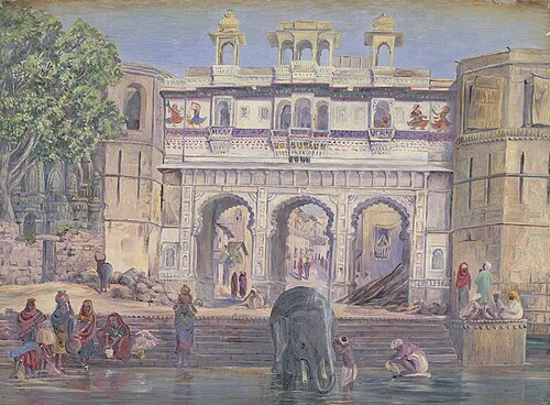 'Water Gate. Oodipore. India. Janr. 1879', 1879, Marianne North