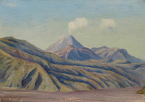 Smoke over Volcano, Java, , Marianne North