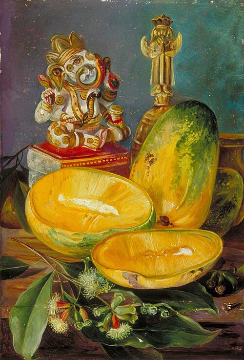Foliage and Flowers of the Clove, Fruit of the Mango, and Hindoo God of Wisdom, , Marianne North