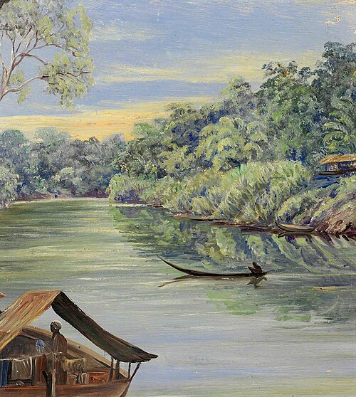 River from Bussa, Sarawak, Borneo, 1876, Marianne North