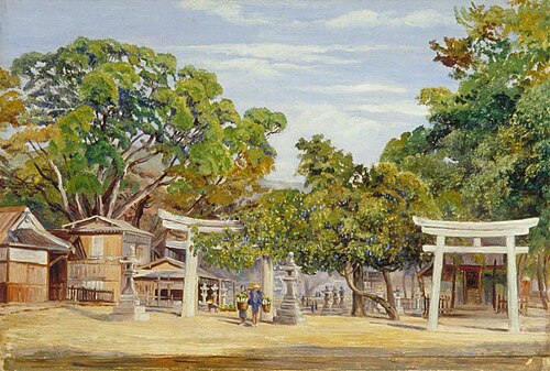Gate of the Temple of Kobe, Japan and Wistaria, 1876, Marianne North