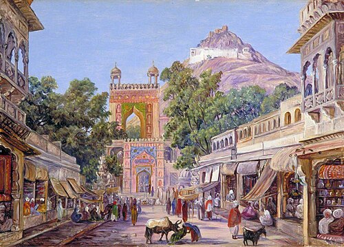 Street in Ajmere and Gate of the Daghar Mosque, 1878, Marianne North