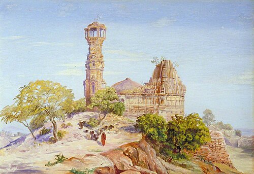 Jain Tower and Temple at Chittore, India, 1878, Marianne North