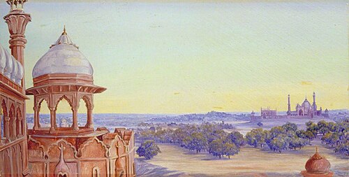 Mosque of Delhi from the Lahore Gate of the Citadel, 1878, Marianne North