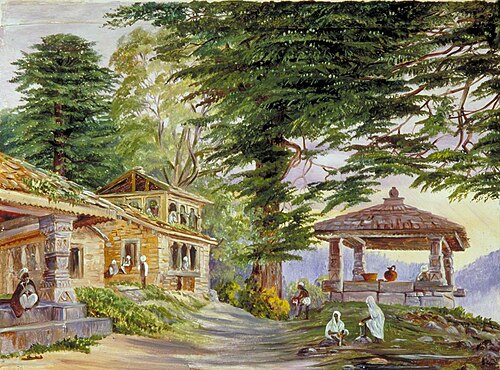 Dibee Dhoora Dee with Its Well and Deodar Trees, Kumaon, India, 1878, Marianne North