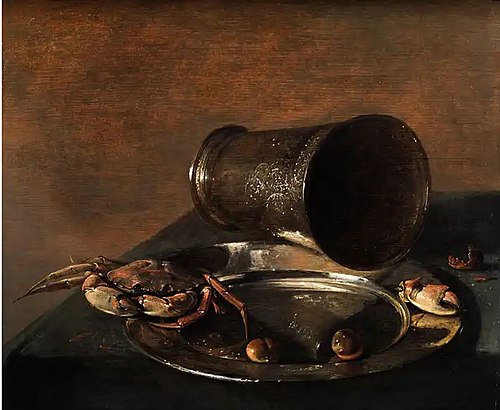 Still Life with crab and chalice, 1641, Jan Olis