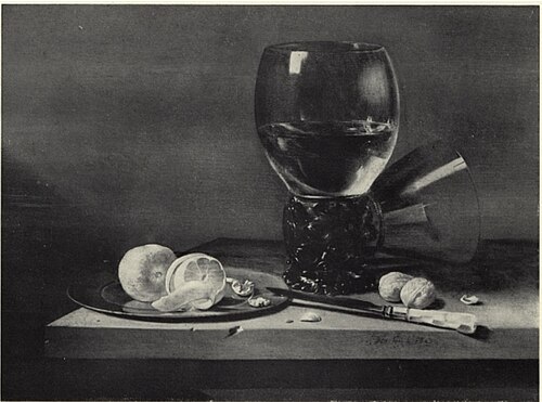 Still life with roemer, knife and lemon, 1647, Jan Olis