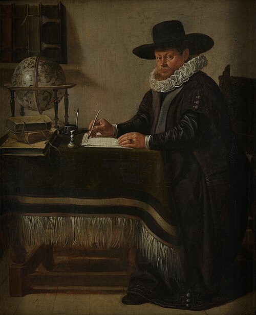 Portret van Johan van Beverwijck (1594-1647) in zijn studeerkamer, 1640, Jan Olis
