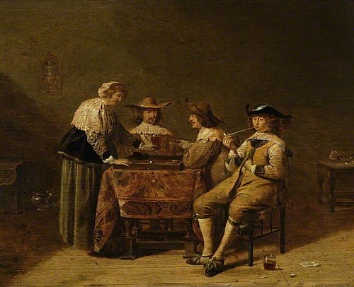 Gentlemen playing backgammon, 1637, Jan Olis